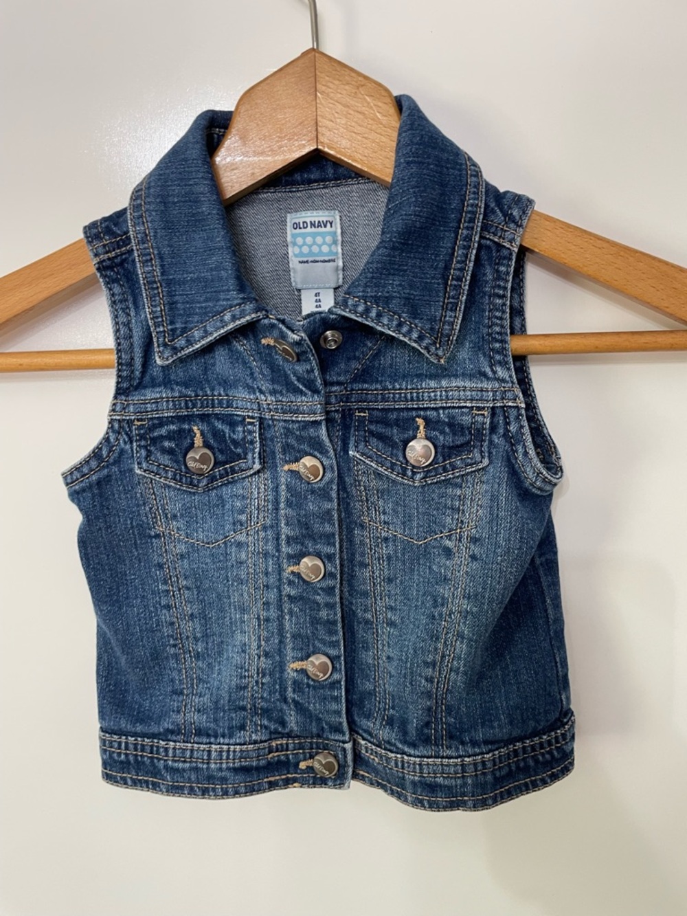 Old Navy Girls' Sleeveless Denim Jean Vest Medium Blue Wash, size 4T